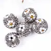 Criativo Novo Flor de Ameixa Totalmente Diamantada Argila Cerâmica Macia Shambhala Bola de Diamante Contas com Furo Reto Acessórios de Corrente para Bolsa de Celular DIY Chaveiro