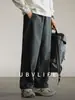 Calça Masculina de Algodão Pesado com Listras Laterais Curvas Estilo Old Money, Primavera 2026 Cintura Elástica Casual Solta Reta de Perna Larga