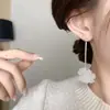 Pingente Simples de Resina Branca de Hortênsia com Brincos Cravejados de Diamantes, Design de Nicho, Brincos Versáteis de Alta Qualidade com uma Vibração Elegante e Única