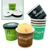 Taza Desechable para Helado Tazón de Papel Taza de Papel Personalizada para Helado Película de Sellado Cuchara Set de Helado Personalizado Exclusivo