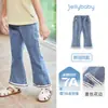[7A Antibacteriano] Calça Jeans Infantil Feminina, Calça Casual Flare de Verão para Bebê, Calça Versátil para Criança Pequena, Calça de Verão Infantil