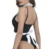 Abastecimiento transfronterizo Comercio exterior europeo y americano lencería sexy juego de rol sexy de sirvienta para mujer sirvienta encaje cosido conjunto
