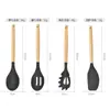 Set de Silicona de Doce Piezas de Colores con Mango de Madera Set Combinado de Utensilios de Cocina de Silicona de Grado Alimenticio Resistente a Altas Temperaturas Espátula en Stock