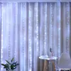 Luzes de Corda de Fio de Cobre LED para Cortina Transfronteiriças com Ganchos 3*3 Metros USB Controle Remoto Luzes de Cortina Decoração de Feriado de Natal Luzes de Fada