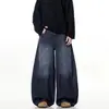 Jeans Masculino 2025 Primavera e Outono Estiloso Americano High Street Retro Calças de Pernas Largas Marca Tendência Casual Soltas Retas Calças Longas