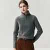 Suéter de Cachemira para Mujer de Cuello Alto Medio Tejido de Manga Larga Capa Interior Otoño e Invierno Nuevo Diseño Trenzado Suéter de Media Cremallera
