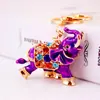 Llavero creativo de elefante de cristal con incrustaciones de diamantes, llavero de animal, accesorios para bolso, colgante de metal, pequeño regalo
