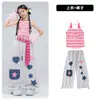 Roupas de Jazz Dance para Meninas Verão Top Cropped Costas Abertas Alças Conjunto de Roupa para Performance Jazz Pista de Dança Street Dance Roupa de Performance para Meninas