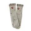 Calcetines de Oso de Dibujos Animados Estilo Coreano Etiqueta de Tela ins Rayas Calcetines de Media Pantorrilla con Micro-Presión Lazo de Encaje Dulce Calcetines Apilados