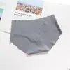 Conjunto independente] Roupa íntima feminina sem costura de peça única Seda de Gelo ondulada para menina respirável tamanho grande calcinha de cintura baixa