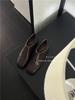 Zapatos de Mujer Dongdaemun Corea del Sur 2023 Nuevos Vintage Chic Estilo Británico Punta Cuadrada Simple Boca Profunda Tacón Bajo Zapatos de Cuero