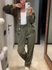 Otoño 2026 Nuevo Conjunto Casual Sencillo de Color Sólido Chaqueta con Botones Pantalones con Cordón Conjunto de Dos Piezas Transfronterizo Verano