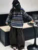Conjunto de Suéter Rayado para Niñas 2026 Otoño/Invierno Nuevas Llegadas para Niños Medianos a Mayores Suéter de Punto Colorblock Pantalones Largos de Pana Conjunto de Dos Piezas
