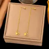 Pendientes de Borla de Acero de Titanio de Dongguan Transfronterizos con un Diseño Único Japonés y Coreano, Pendientes de Corazón Hueco de Amor para Mujer, Simples y Elegantes