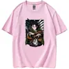 Camiseta Unissex Redonda Estampa Simples Nova 2025 Anime Japonês Attack on Titan Europeia e Americana