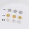 Bandeja de Flor de Oro de 18K que Conserva el Color Plata Calada Espaciadores de Copo de Nieve Incrustados Accesorios para Pulsera Material para Pulseras DIY Joyería