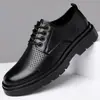 Sapatos de couro masculinos primavera plataforma britânica casual sapatos derby homens roupa formal casamento preto low- top botas martin 22717