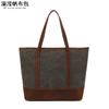 Bolso Bandolera para Mujer Lona Batik Hombro Portátil Bolsa de Compras Vintage Europeo y Americano Cuero Crazy Horse Repelente al Agua