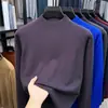 Suéter Masculino Grosso Gola Alta Cruzado 2026 Outono/Inverno Novo Manga Longa Camada Base Casual Cor Sólida Malha Suéter Masculino