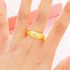 Anillo abierto de dragón y fénix de oro arena de Vietnam chapado en cobre oro real 24k para pareja, anillo con patrón de dragón, joyería de boda de oro