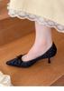 Zapatos de tacón alto estilo francés elegantes para mujer, primavera 2025, de una sola capa, con punta puntiaguda y brillantes, con diamantes de imitación.
