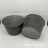 Maceta Florero Cubo Bajo Hierro Negro Estilo Vintage, Maceta Decorativa de Lata Nostálgica, Maceta para Plantas Verdes, Maceta para Suculentas, Estilo Retro