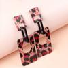 Pendientes de acrílico con estampado de leopardo rectangulares huecos de moda europea y americana, pendientes vintage largos y distintivos, joyería para las orejas para mujer.
