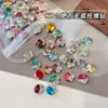Arte de uñas con diamantes K9 sin base, azul transparente brillante de moda, lujo, arte de uñas con acabado de diamante grande, bola de diamante para uñas