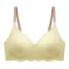 Ropa Interior de Látex Transpirable Fina Color Nude Sin Costuras Cierre Trasero Triángulo Hueco Color Contrastante Tirante Fino Sujetador para Dormir para Mujer