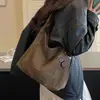 Bolso de hombro de tela cepillada de comercio exterior, moderno y popular, para mujer, nuevo bolso tote de gran capacidad para el día a día, bolso cruzado versátil