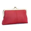 Bolso de mano largo con clip de moda simple de cuero genuino, nueva billetera de piel de vaca de primera capa, bolso de almacenamiento dorado con boca, gran capacidad