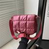 Bolsa Feminina de Inverno 2024 Nova Bolsa Simples Moda Feminina Bolsa Acolchoada Xadrez Bolsa Transversal Cor Sólida Estilo Western Pequena Bolsa Quadrada