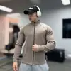 Chaqueta de cremallera con cuello alto para hombre en tela DeRong, Abrigo casual de forro polar liso Otoño/Invierno, Cárdigan simple y cálido, Ropa para hombre al por mayor
