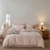 Juego de tres o cuatro piezas de algodón 100% lavado con jacquard floral, estilo simple y elegante, estilo de lujo ligero con sensación de alta gama, funda de edredón para todas las estaciones