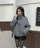 Chique coreano, novo estilo de inverno, gola alta, acolchoado, grosso, abotoado, casaco de lã quente para mulheres, top casual solto