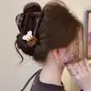 Pinza de Garra Grande Color Café Retro Estilo Francés para Mujeres con Cabello Grueso, Pasador con Estampado de Leopardo, Pinza para el Cabello Grande de Alta Gama y Exquisita