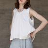 Chaleco 100% Lino para Mujer, Versátil Estilo Nuevo de Verano, Top Casual y Versátil sin Mangas de Cuello Redondo con Diseño Cruzado en la Espalda