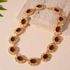 Collar Oval Geométrico Floral con Diamantes Incrustados y Goteo de Aceite Retro Europeo y Americano, Estilo de la Corte Francesa, Estilo de Nicho, Joyería de Alta Gama