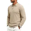 Camisa Base Manga Larga POLO Casual Simple Ajuste Delgado Talla Extra Jacquard Elástico Texturizado para Hombre Otoño Invierno 2026