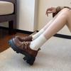 Zapatos de Cuero con Suela Gruesa Estilo Celebridad de Internet para Mujer, Otoño e Invierno, Zapatos Coreanos Retro de Gama Alta, Mocasines Estilo Británico