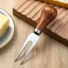 Prensa de barro creativa transfronteriza acero inoxidable 430 vertical mango de madera para el hogar cuchillo para mantequilla cuchillo para mantequilla cuchillo para queso juego