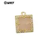 WT-P1994 colgante de piedra cuadrada pequeña multicolor natural incrustación de circonita gancho único joyería pendientes accesorios