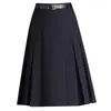 2026 Nueva Falda Línea A Otoño Moda Femenina Falda de Longitud Media Falda de Cintura Alta Falda Plisada de Traje Gris de Gama Alta