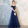 Vestido de Noite Azul de Um Ombro para Mulheres, Alto Padrão, Luxo Acessível, Nicho, Elegante para Anfitriã de Banquete, Estilo Princesa Vestido de Festa Anual