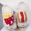Novos sapatos de buraco acessórios diy boneca de pelúcia comida e brincar hambúrguer coxa de frango batata frita fivela de sapato removível flor de sapato joia