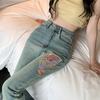 Jeans de Campana Bordados Estilo Nacional para Mujer, que Alargan la Figura y Adelgazan, Nuevos Pantalones de Campana Adelgazantes de Cintura Alta para Primavera y Otoño 2026