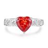 Anillo de Diamantes de Alto Carbono Corte Flor de Hielo Plata Esterlina S925 Diamante Rojo Chino en Forma de Corazón para Mujer Lujo de Alta Gama Tesoro de Color Femenino Venta al por Mayor