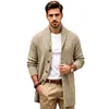 Moda masculina transfronteiriça Suéter de malha trançada gola alta masculina europeu e americano outono e inverno casaco de suéter espessado de comprimento médio SJ0107