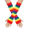 Guantes de Punto Arcoíris Transfronterizos Mangas Rayadas de Colores Guantes de Fiesta Orgullo Europeo y Americano Fiesta Festiva Colorida