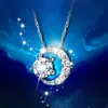 Collar con Colgante de Estrella y Luna Plateada para Mujer, Colgante Eterno de Estrella y Luna, Cadena Clavicular Deslumbrante de Estrella, Colgante Exquisito Estilo Coreano y Japonés